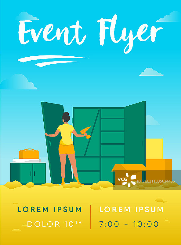 女人用手钻修理衣柜图片素材