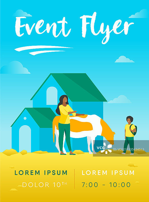 女人和男孩与牛图片素材