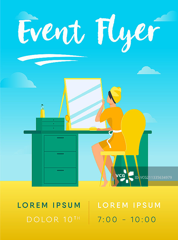 年轻女子坐镜子前图片素材