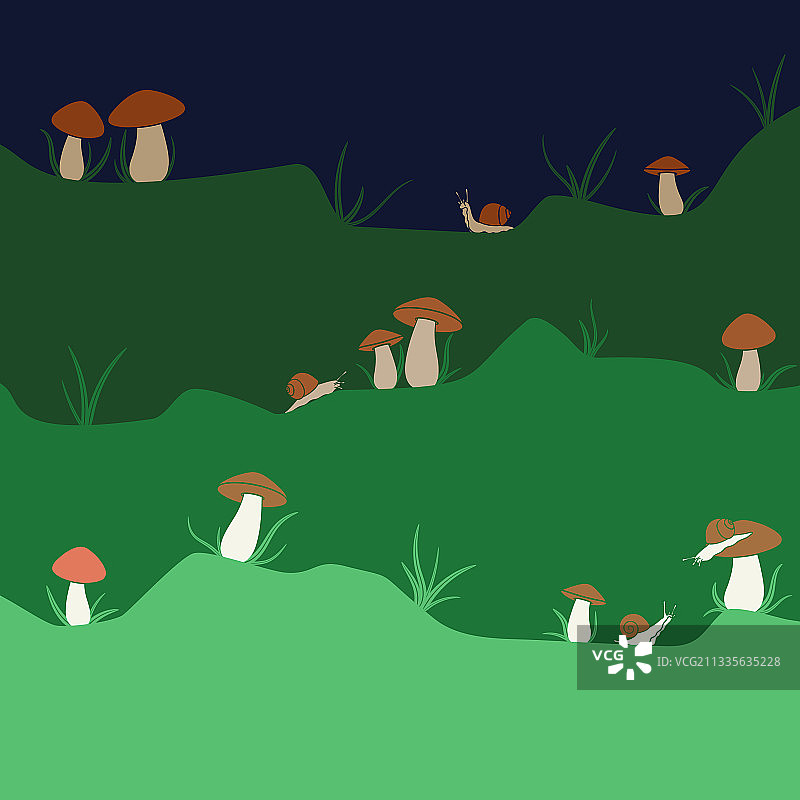 蘑菇和蜗牛背景图片素材