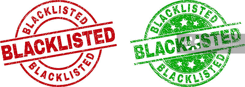 带有腐蚀纹理的黑名单圆形水印图片素材