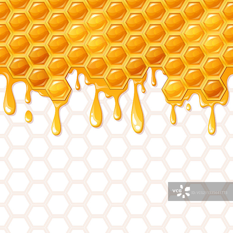 无缝蜂窝图案与流动蜂蜜图片素材