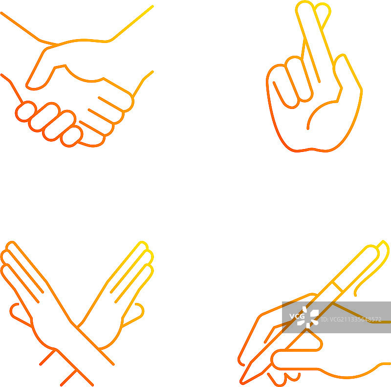 手势渐变线性图标集图片素材