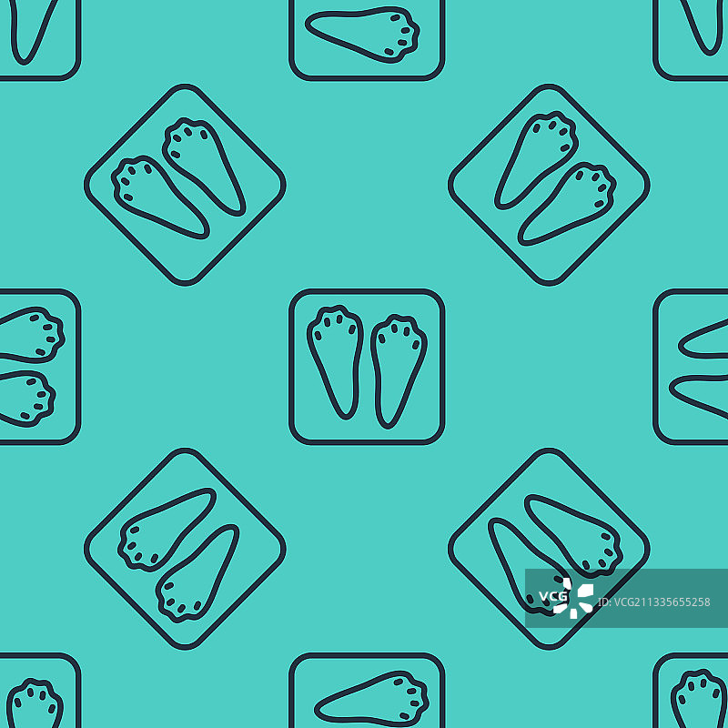 黑色线条兔子和野兔爪子脚印图标图片素材