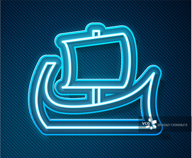 发光霓虹灯线条古希腊三列桨战舰图标图片素材