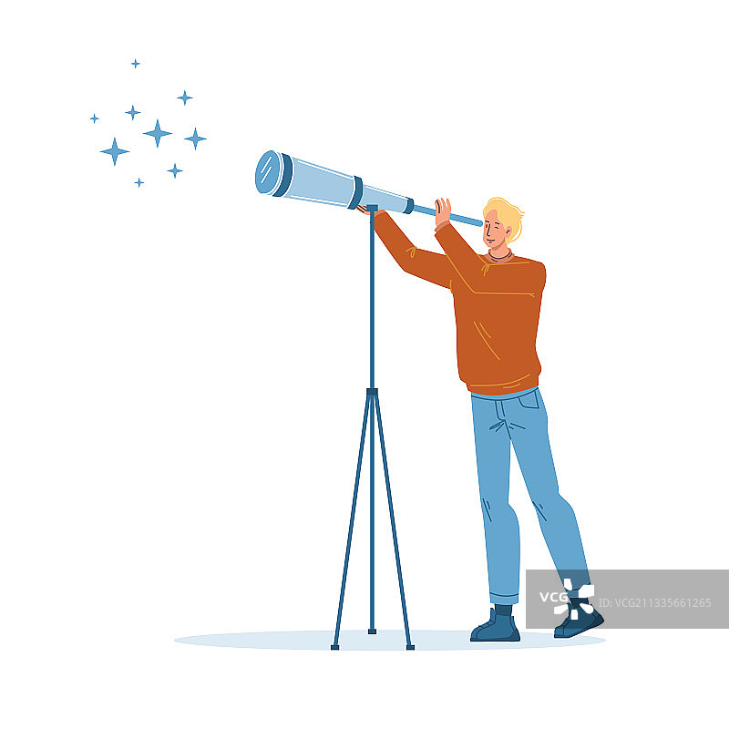 扁平卡通人物眺望远方图片素材