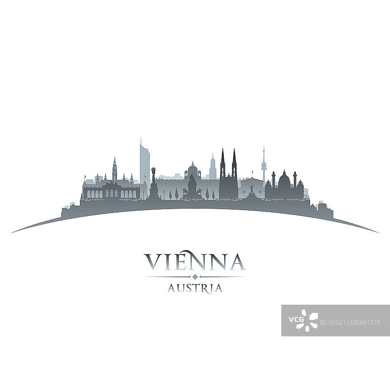 奥地利维也纳城市剪影白色背景图片素材