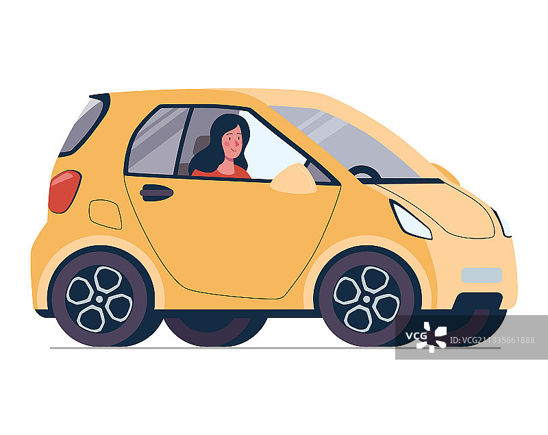 扁平风格生态电动汽车图片素材