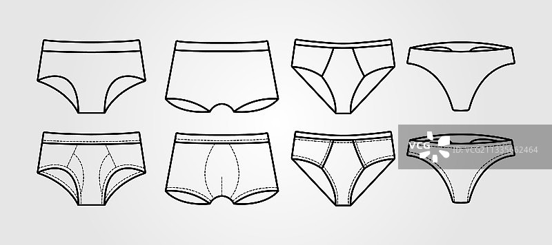 男士内衣图标logo线条艺术设计套装图片素材