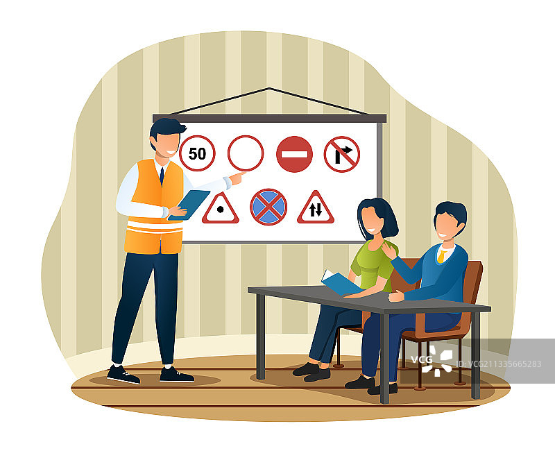 学车中的男女角色图片素材