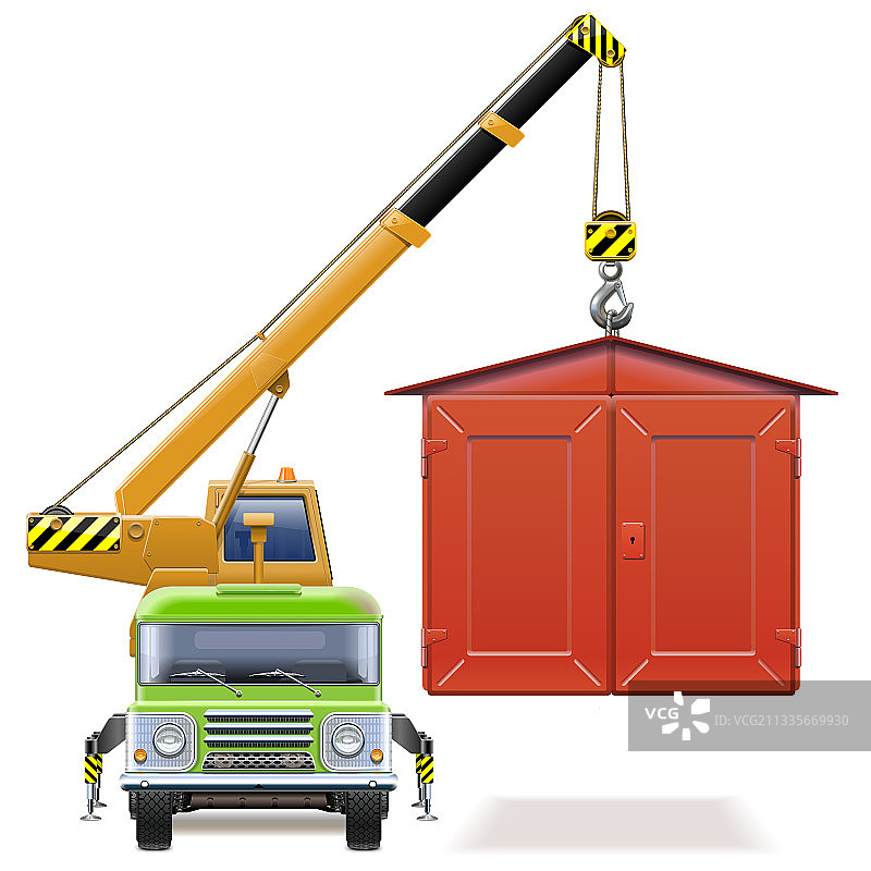 带起重卡车的汽车修理厂图片素材