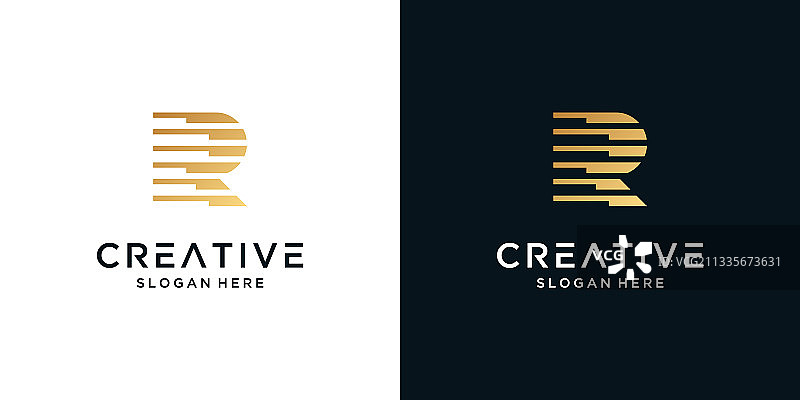 奢华字母R标志设计图片素材