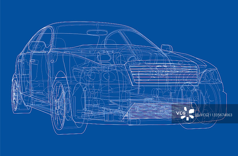 带有底盘的电动汽车3D渲染图片素材