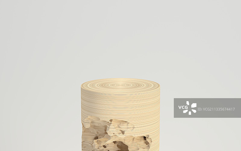 创意木纹物品展示台 3D渲染图片素材