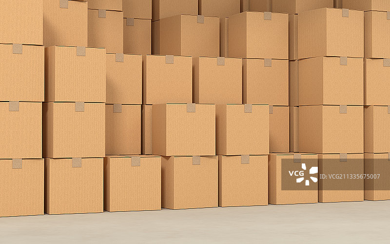 堆叠的包装箱 3D渲染图片素材