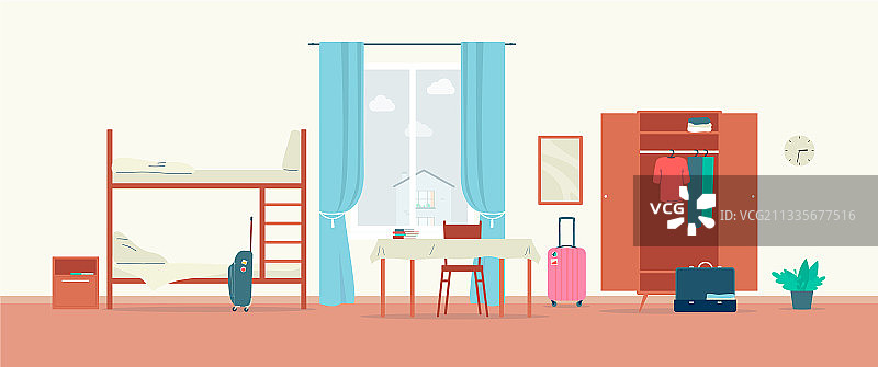 干净舒适的旅馆房间内部背景图片素材