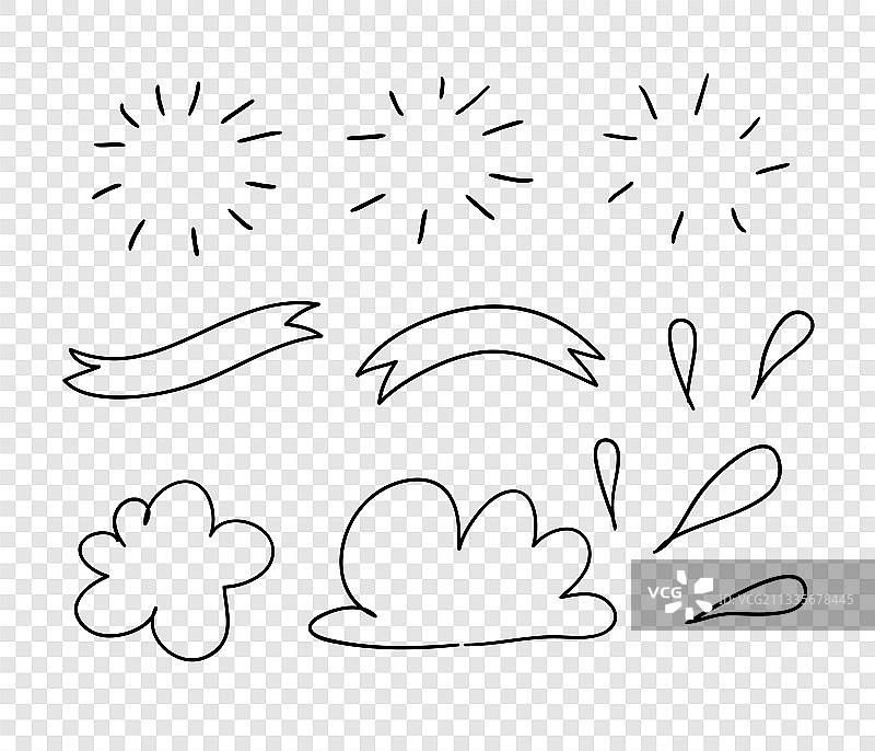 可爱的手绘涂鸦新潮黑色墨水艺术作品图片素材