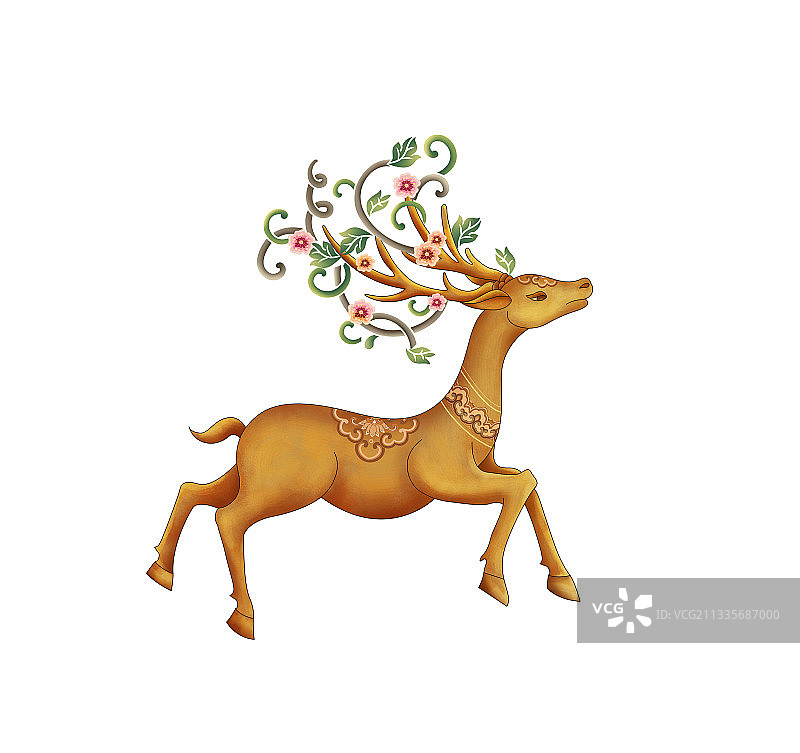 鹿花纹装饰图案图片素材