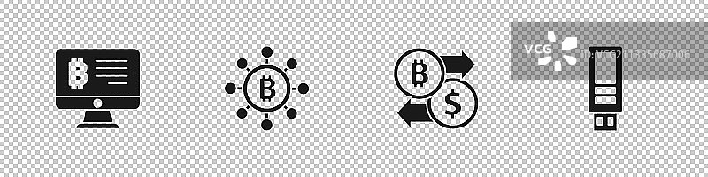 从显示器挖掘比特币区块链图片素材