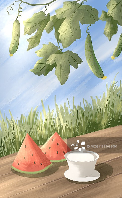 夏天静物插画图片素材