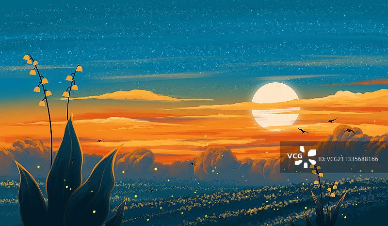 傍晚的晚霞唯美风景图片素材