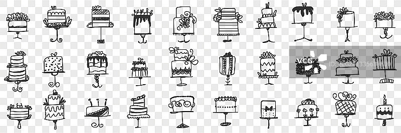 生日涂鸦甜点蛋糕套装图片素材