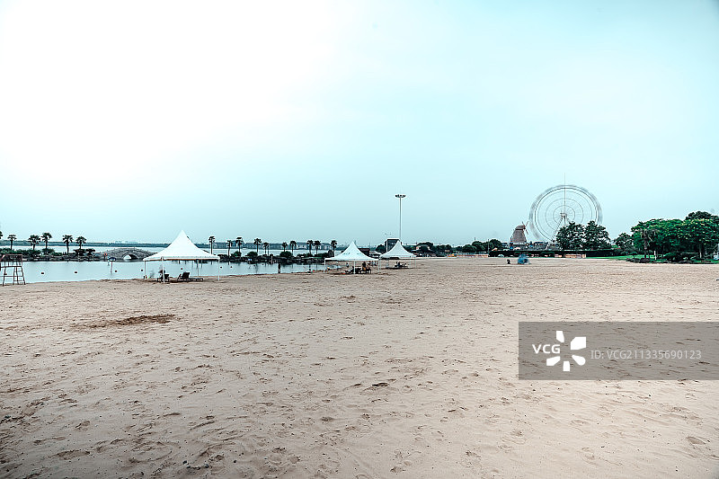 湘家荡月亮湾沙滩 嘉兴图片素材