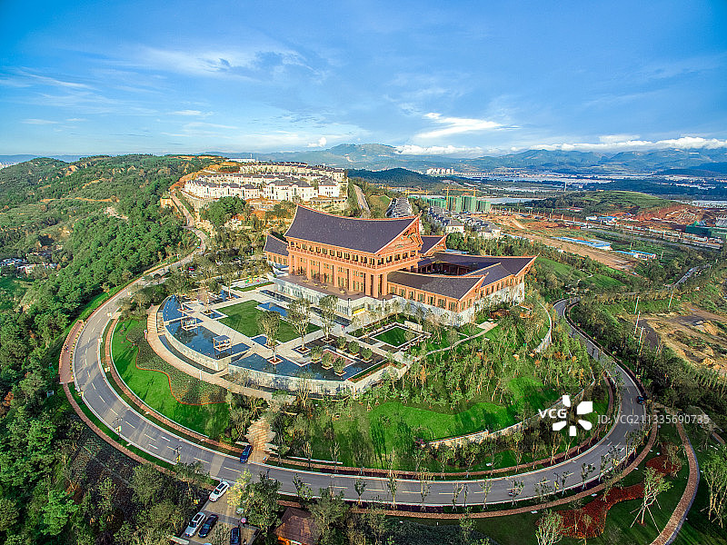 云南昆明晋宁古滇王国航拍风景图图片素材