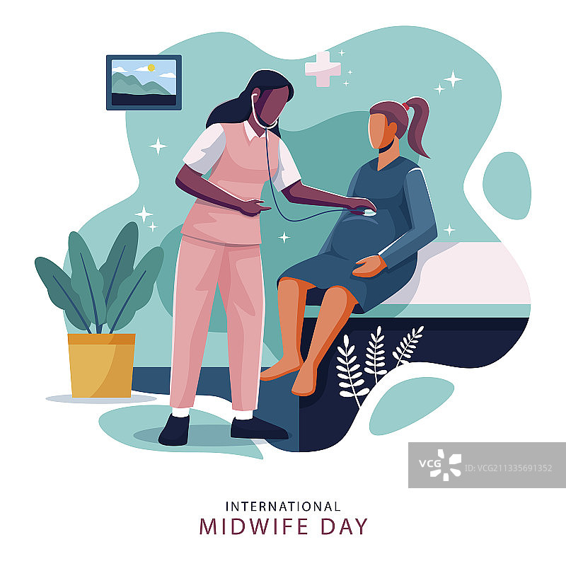 扁平风助产士节素材图片素材
