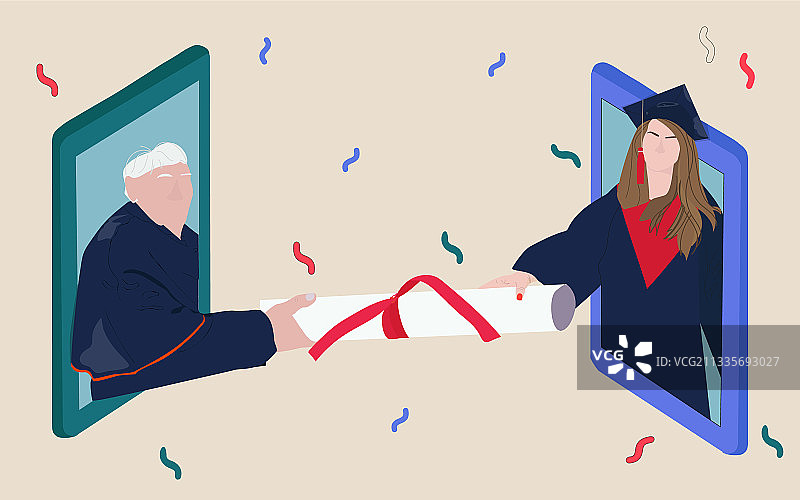 手机App上的大学在线毕业典礼图片素材