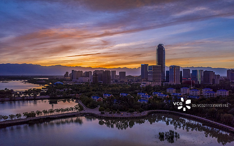 美丽银川  阅海湾  余晖图片素材