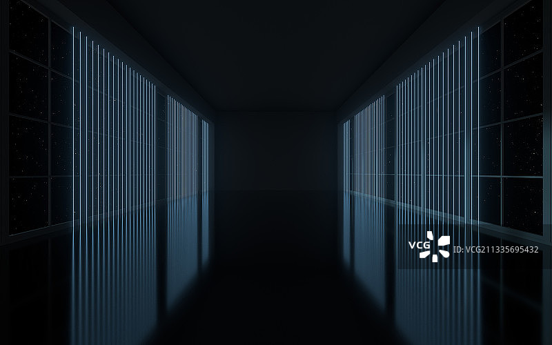 黑色空房间背景 3D渲染图片素材