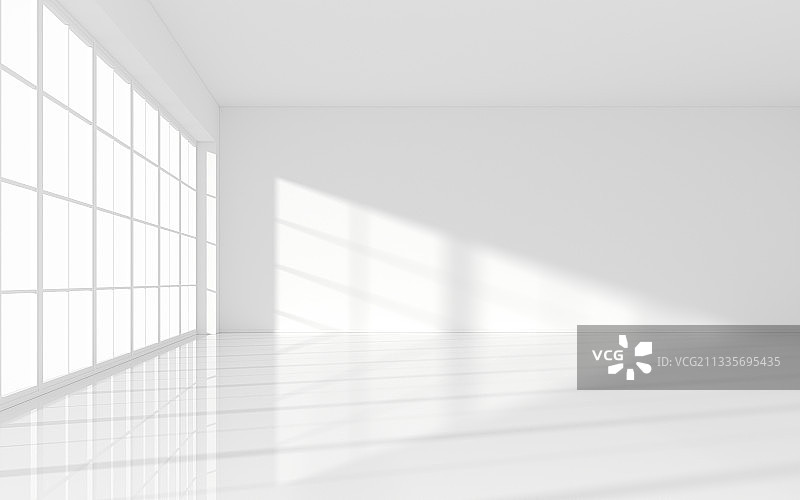 白色的空房间 3D渲染图片素材