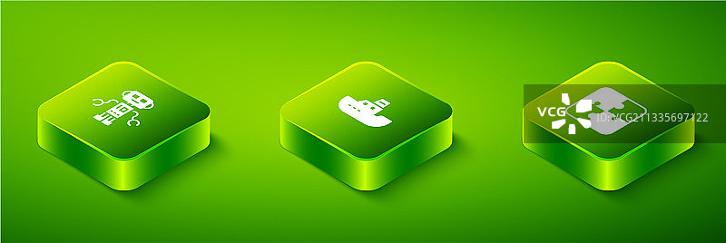 2.5D玩具船、拼图块与玩具图片素材