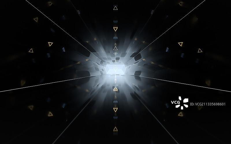 黑暗的隧道 3D渲染图片素材