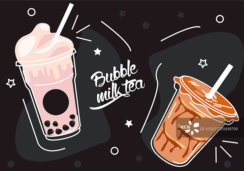 两杯气泡牛奶图片素材