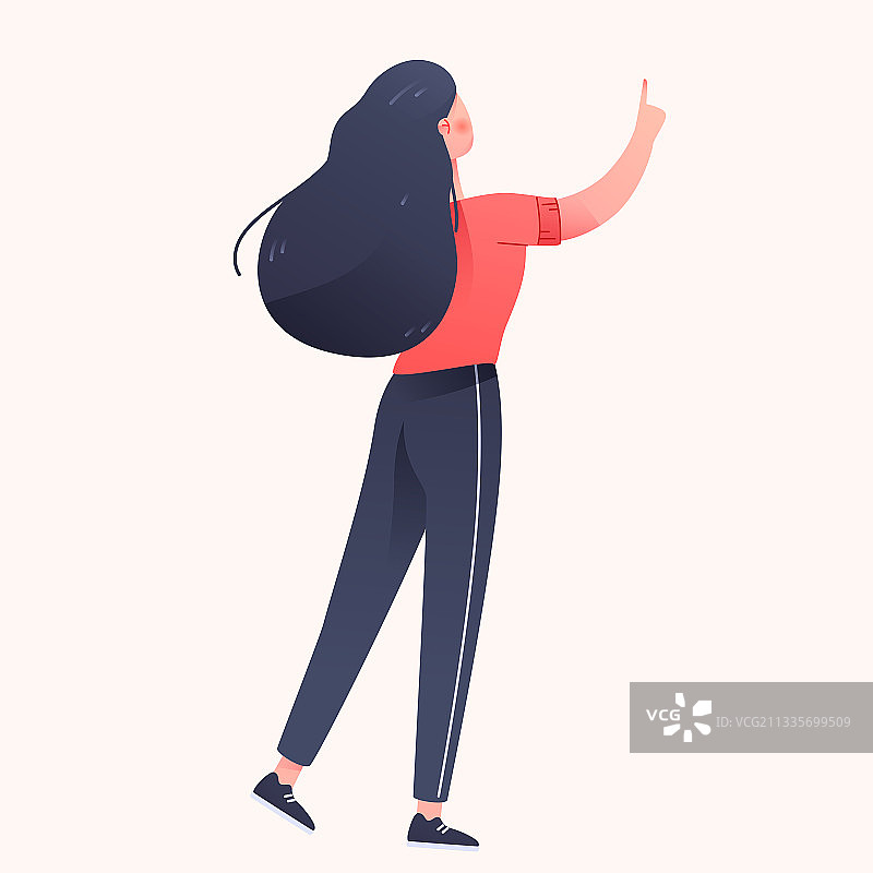 卡通女生青少年人物美女点击动作矢量插画图片素材