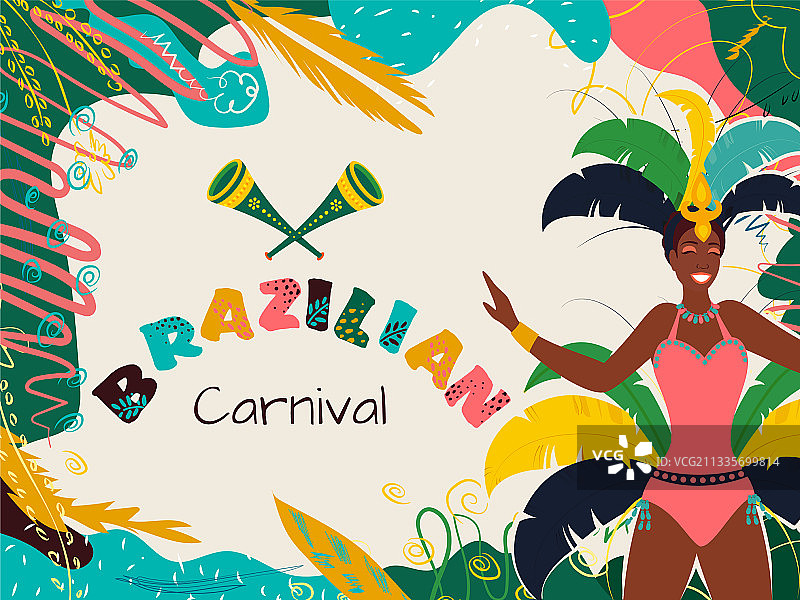 拿着派对喇叭的桑巴舞女图片素材