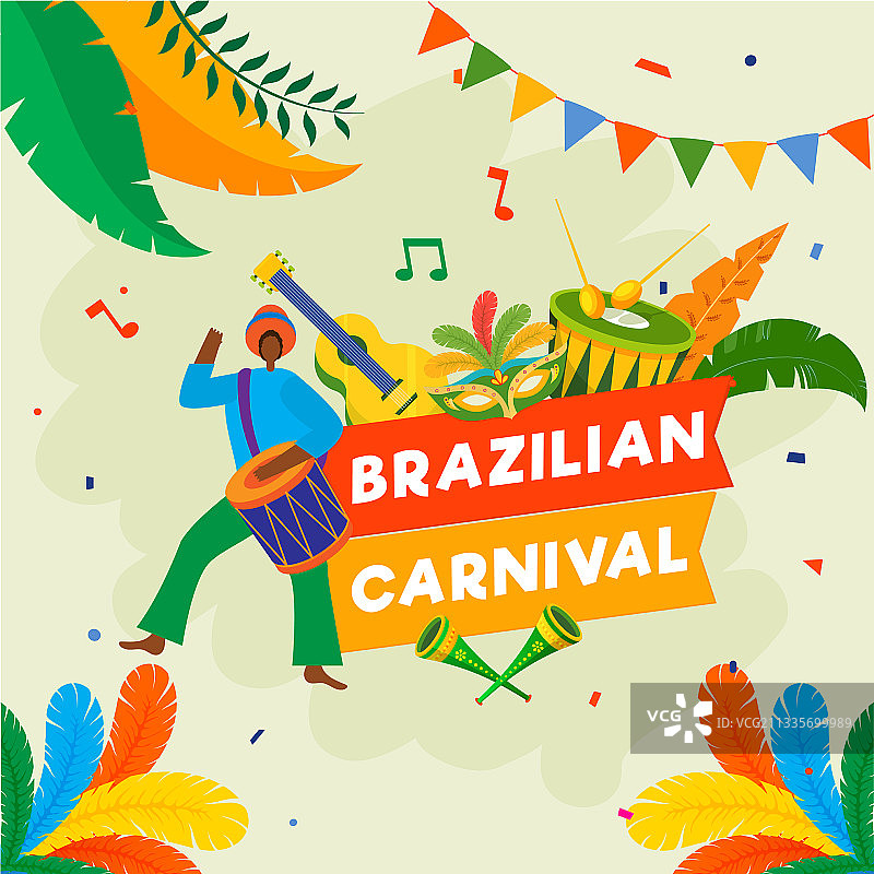 卡通男人用乐器演奏鼓图片素材