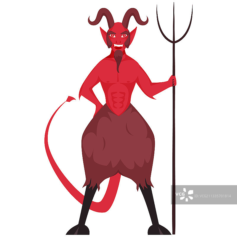 卡通人物恶魔手持三叉戟图片素材