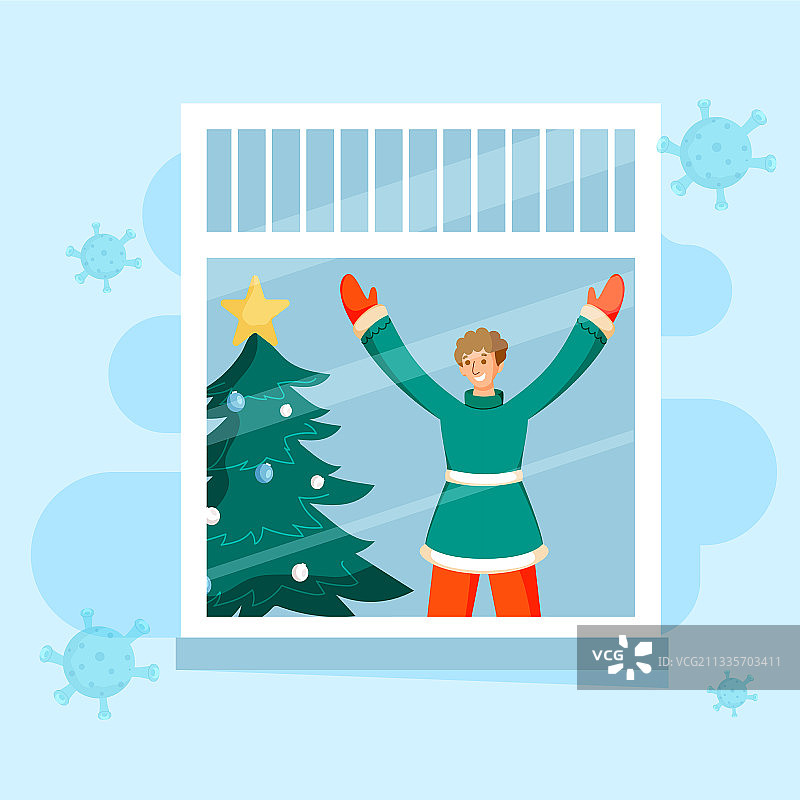 男人在窗边感受幸福图片素材