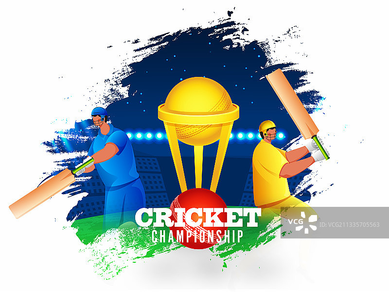板球锦标赛概念图，两位击球手图片素材