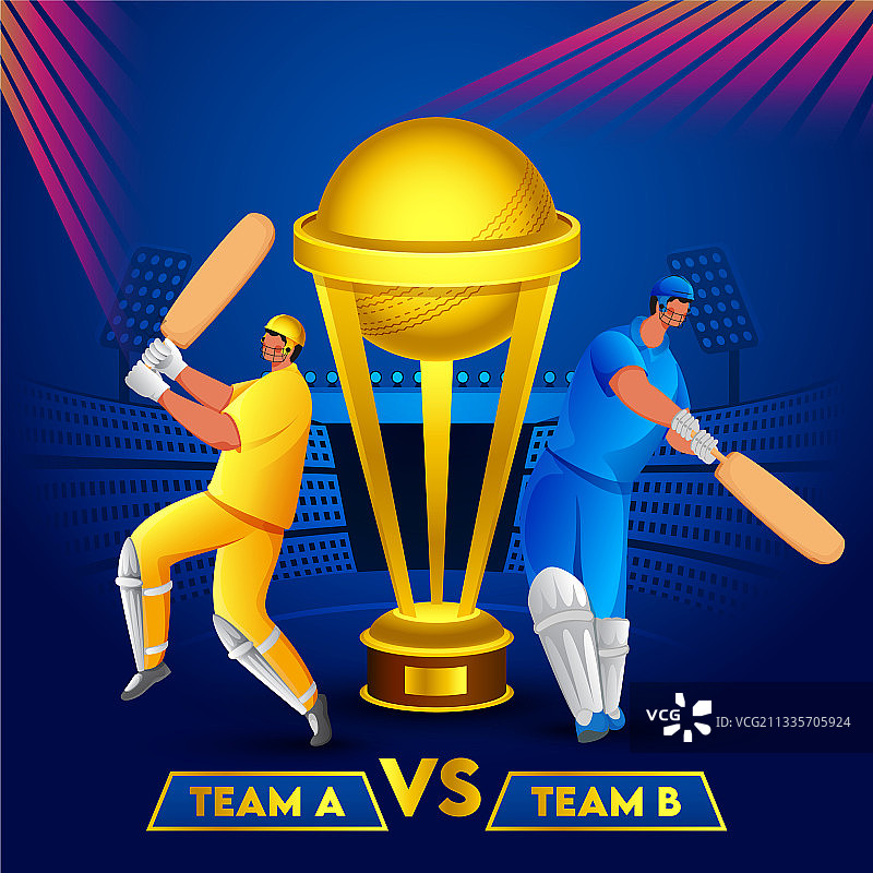 板球A队B队击球手金色图片素材