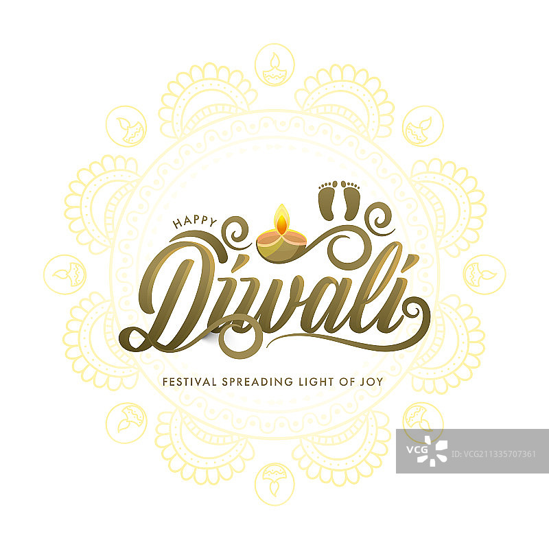 排灯节字体与女神足迹图片素材