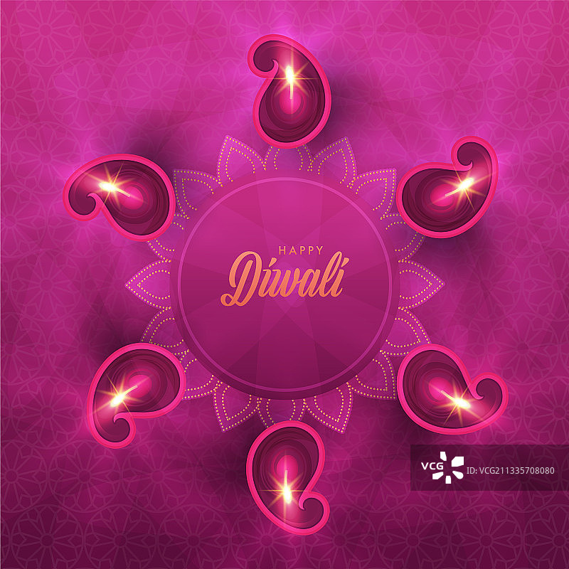 俯视点亮的油灯diya装饰图片素材