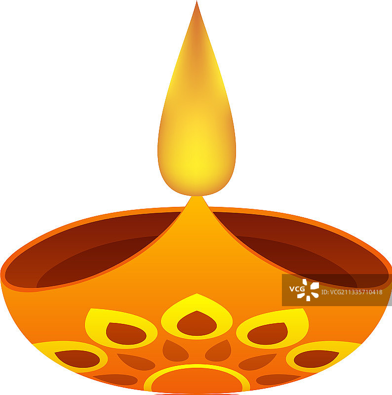 白色背景上的明亮油灯图片素材