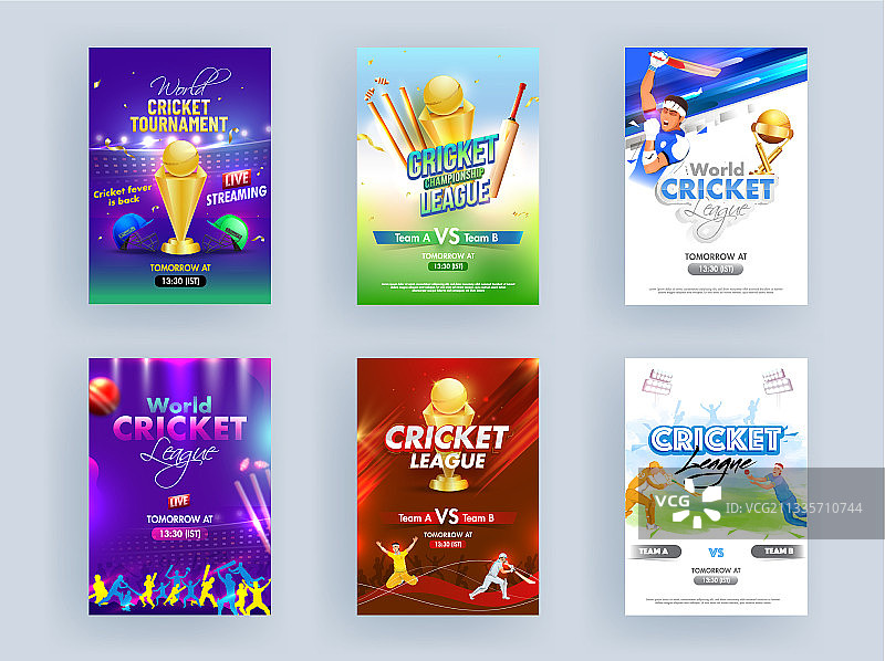 世界板球联赛宣传单或banner模板图片素材