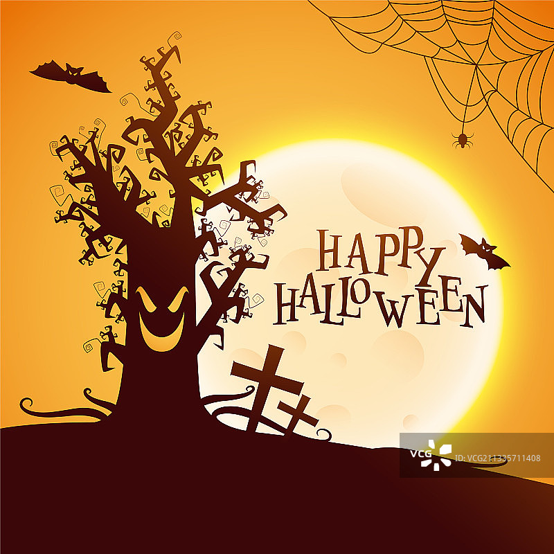 黄色和棕色背景的恐怖满月图片素材