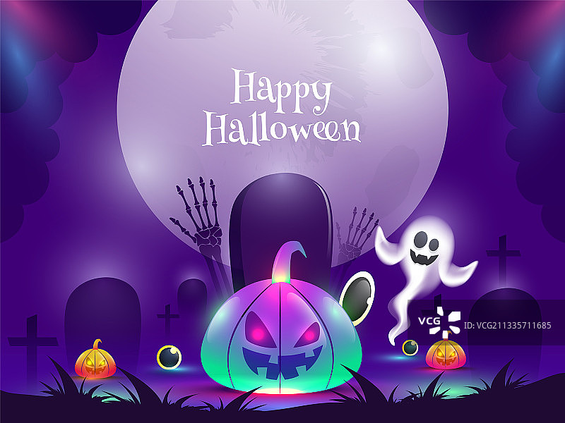 带渐变光效的万圣节南瓜灯图片素材