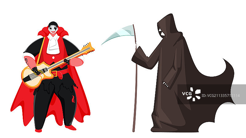 弹吉他的卡通吸血鬼男子图片素材